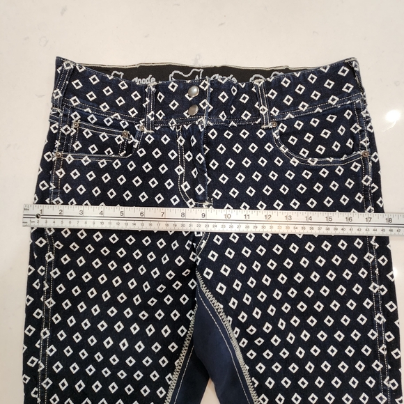 Goode Rider Full Seat Breaches Size 32R Blue Diamond All Over Print Stretch - Picture 15 of 16